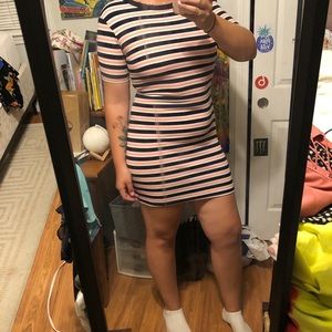 Pink and blue body con dress